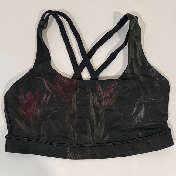 Lululemon Black Energy Floral Midnight Iris Sports Bra size Small - Picture 3 of 6